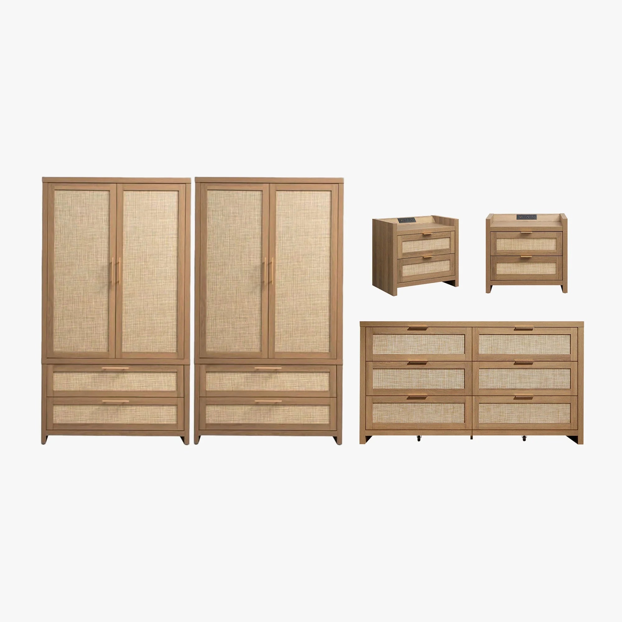 Savanna 6-Drawer Dresser, Wardrobe and 2-Drawer Nightstand Set
