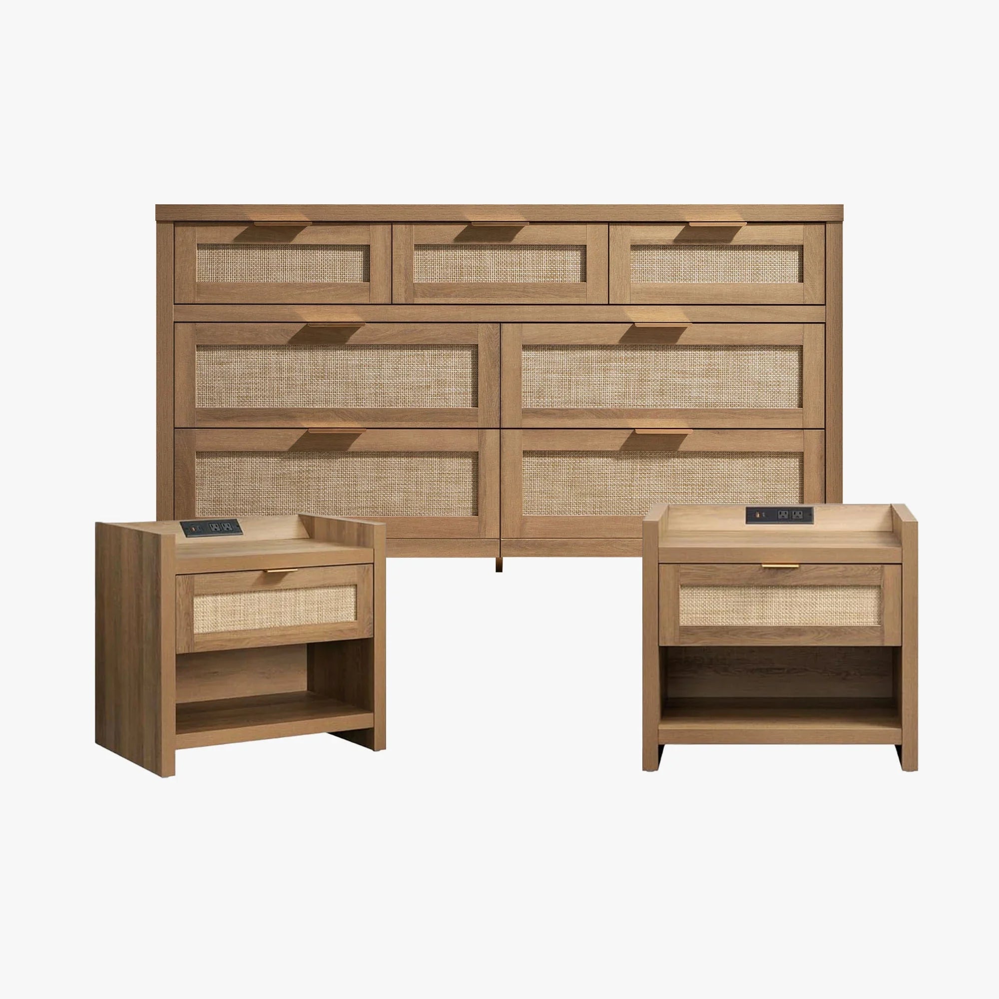 Savanna Nightstand with Charger and Dresser Set