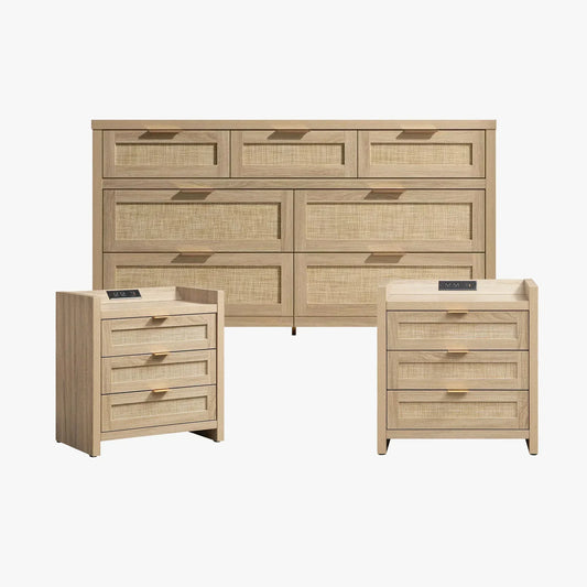 Savanna Rattan Dresser and Nightstands Set