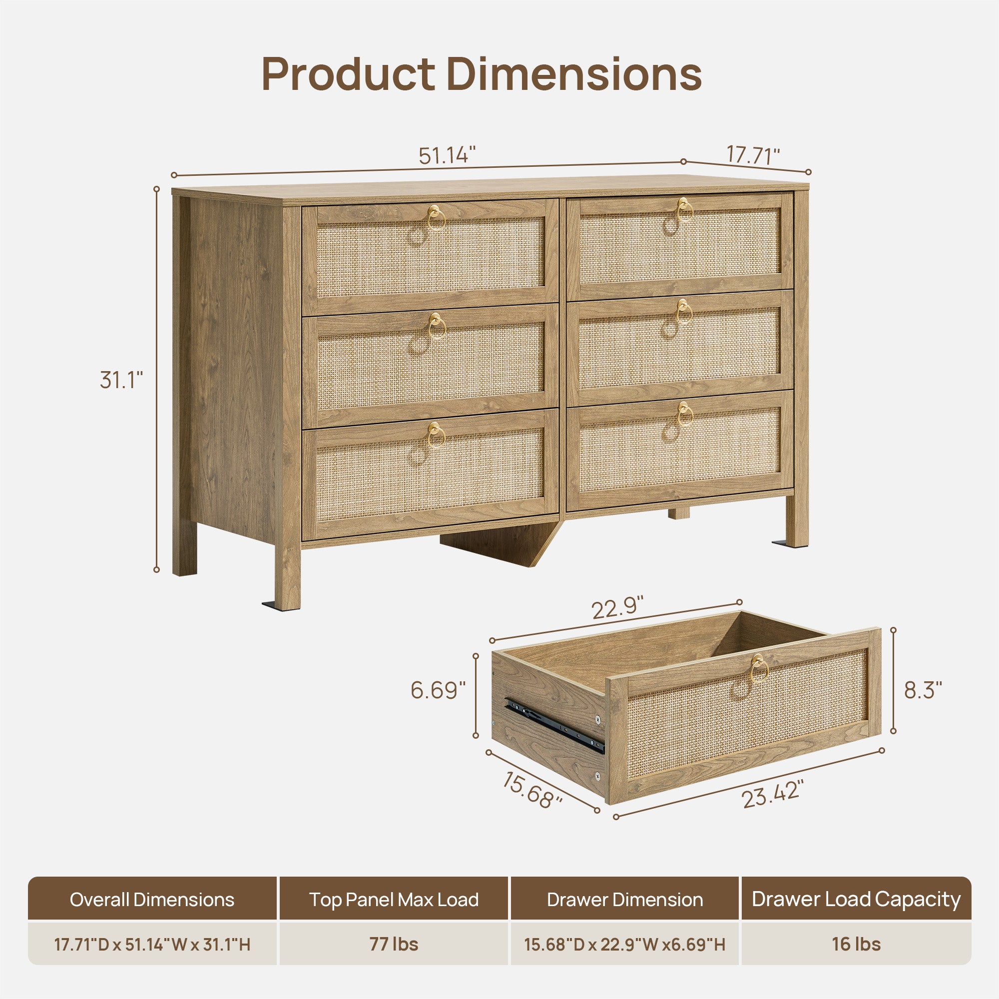 Terra 6 Drawers Dresser And 3 Drawers Nightstands Sets