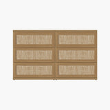 Zura Modern Rattan 6 Drawers Dresser, Straight Edge