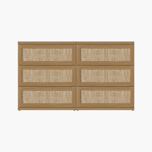 Zura Modern Rattan 6 Drawers Dresser, Straight Edge
