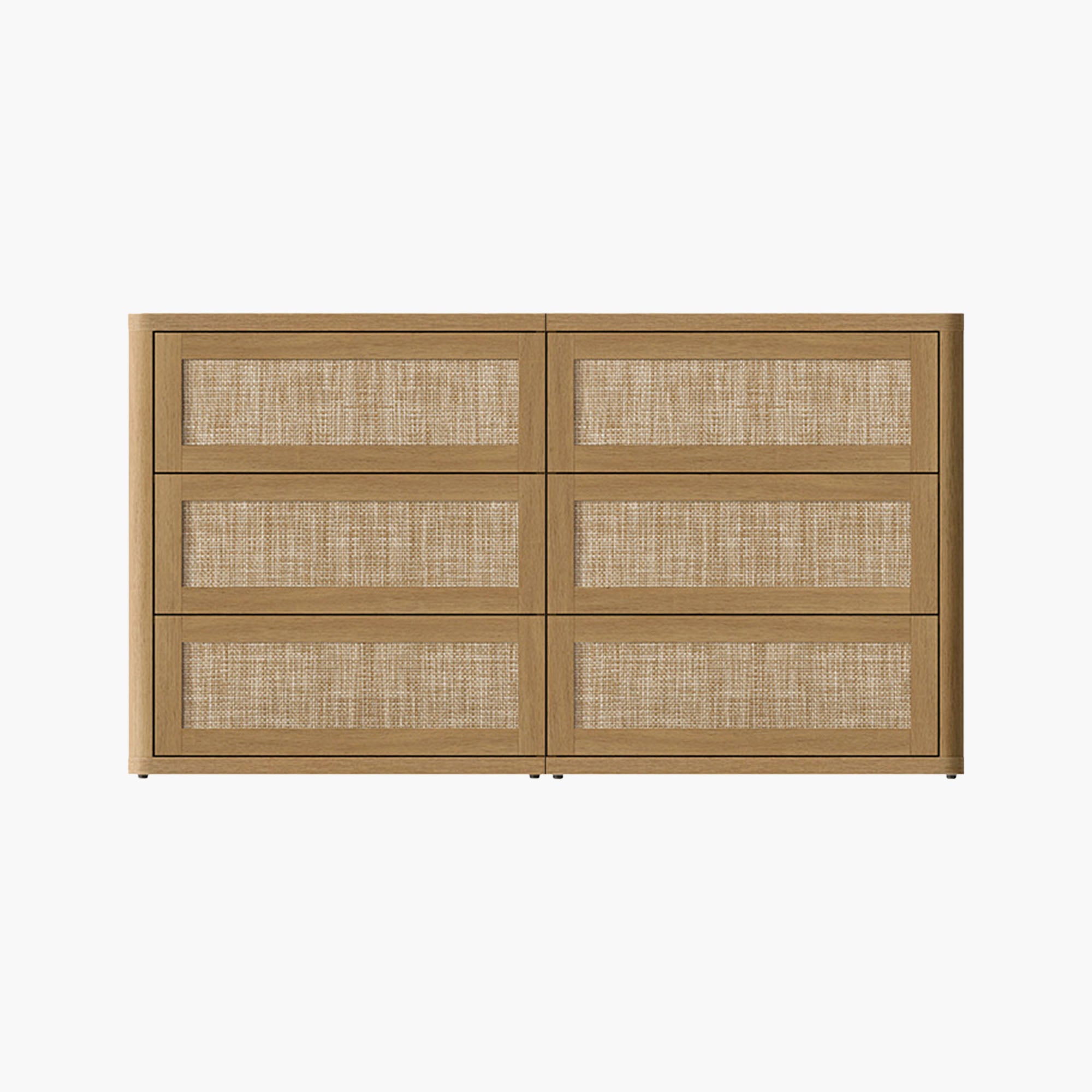 Zura Modern Rattan 6 Drawers Dresser, Sectional Design