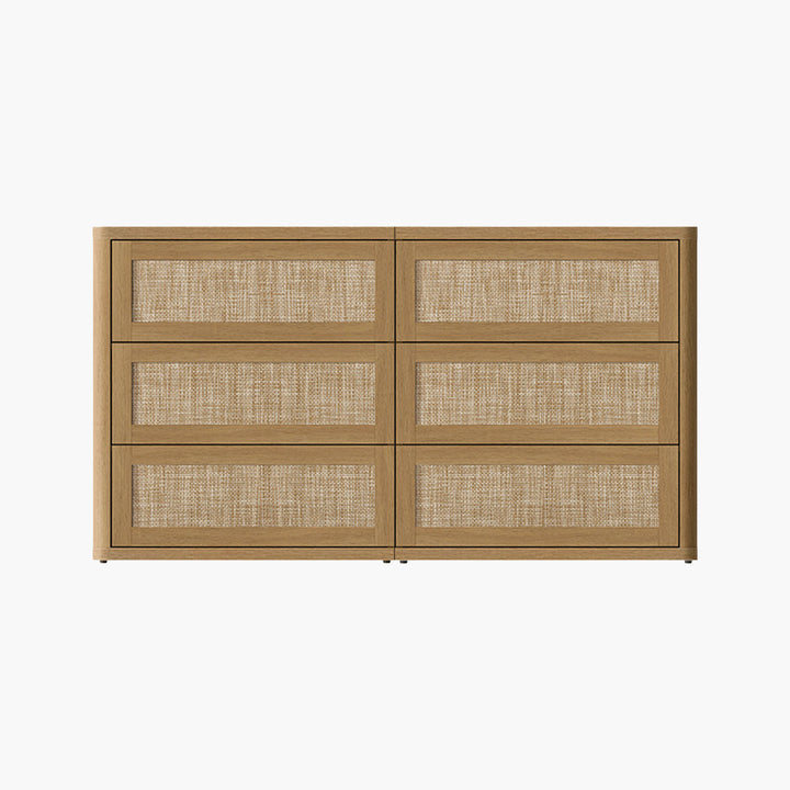 SICOTAS Zura Rattan 6-Drawer Dresser, Modular Dresser, 53.6