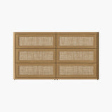 Zura Modern Rattan 6 Drawers Dresser, Sectional Design
