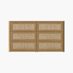 Zura Modern Rattan 6 Drawers Dresser, Sectional Design