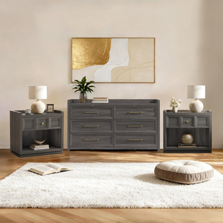 Helio 6 Drawer Dresser and Nightstands Set