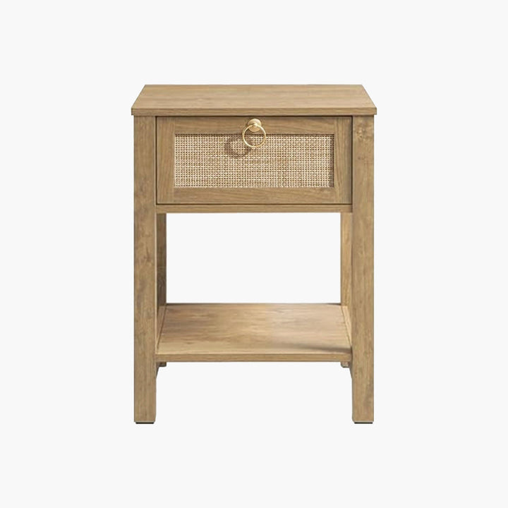 Terra Black Rattan Nightstand - 1 Piece - Carbon Cherry