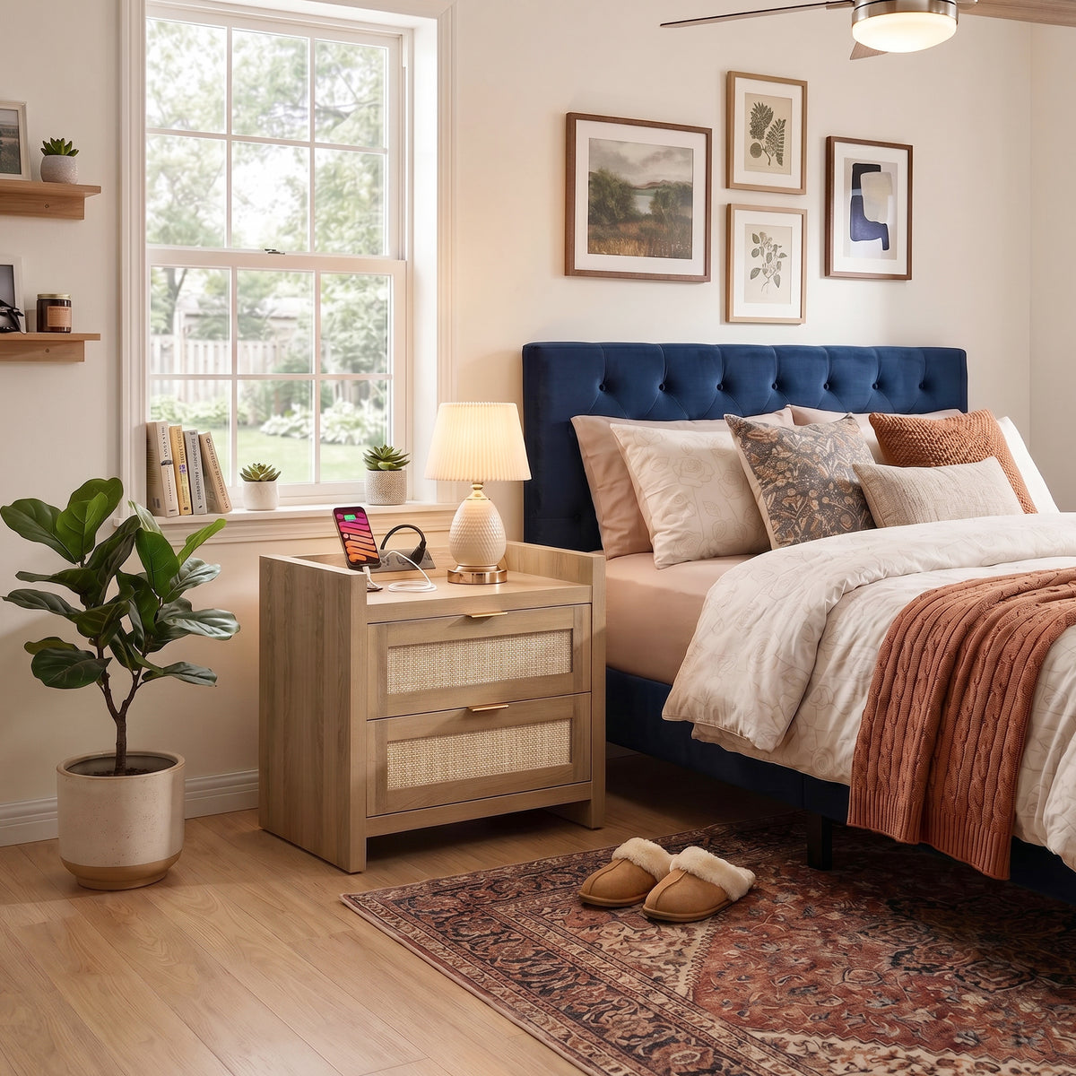 Savanna Nightstand with Charger