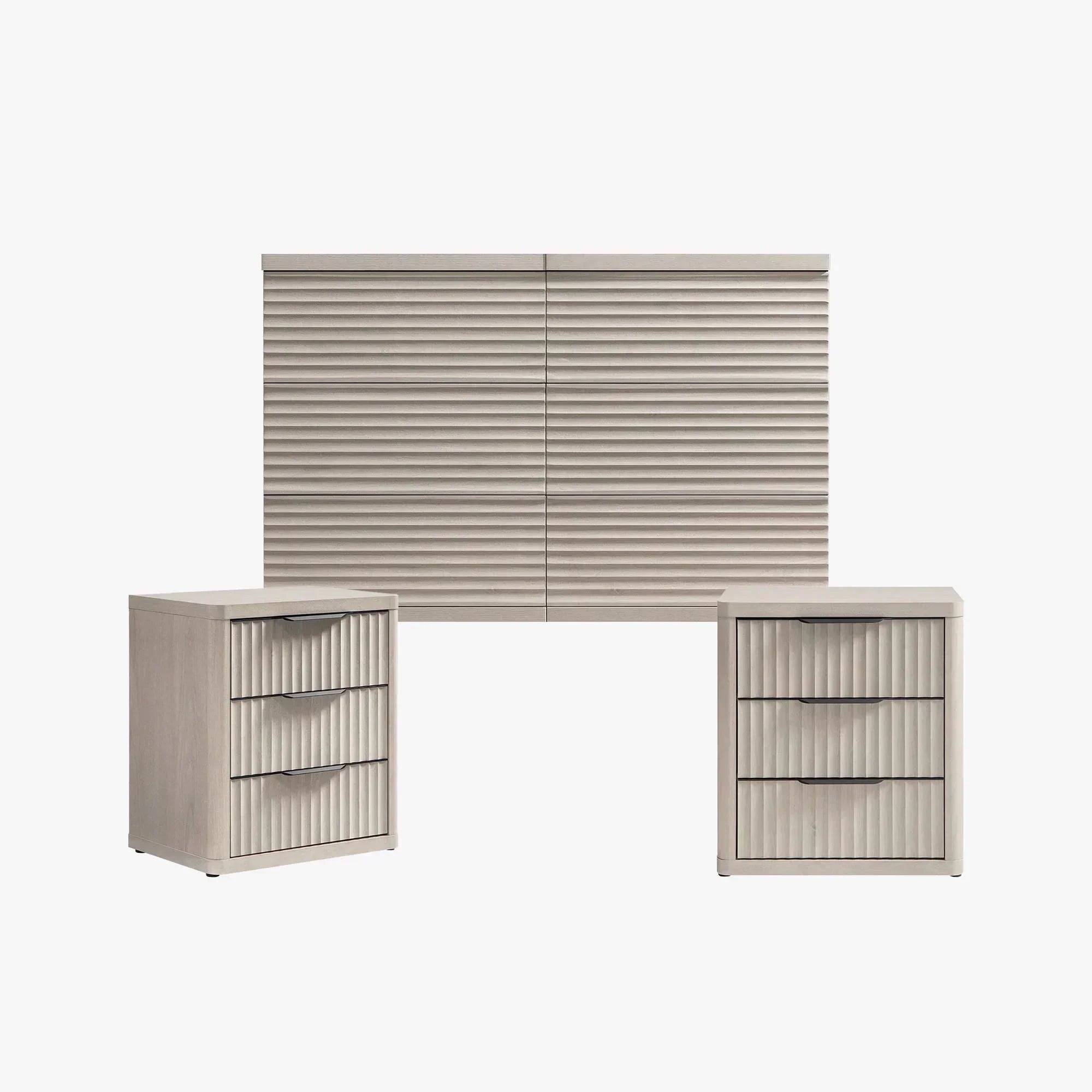 Stria 6 Drawers Chest and Nightstands Set