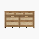 Savanna Rattan 7-Drawer Dresser for Bedroom Storage
