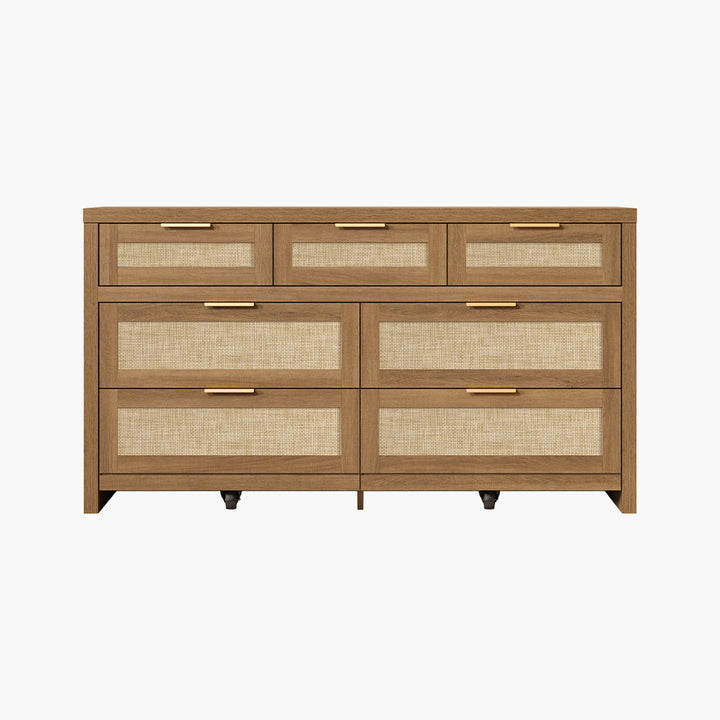 Savanna Rattan 7-Drawer Dresser for Bedroom Storage