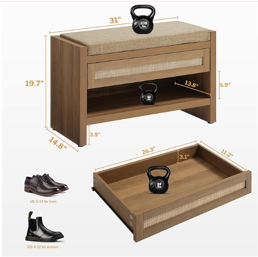 Savanna Shoe Bench with Storage