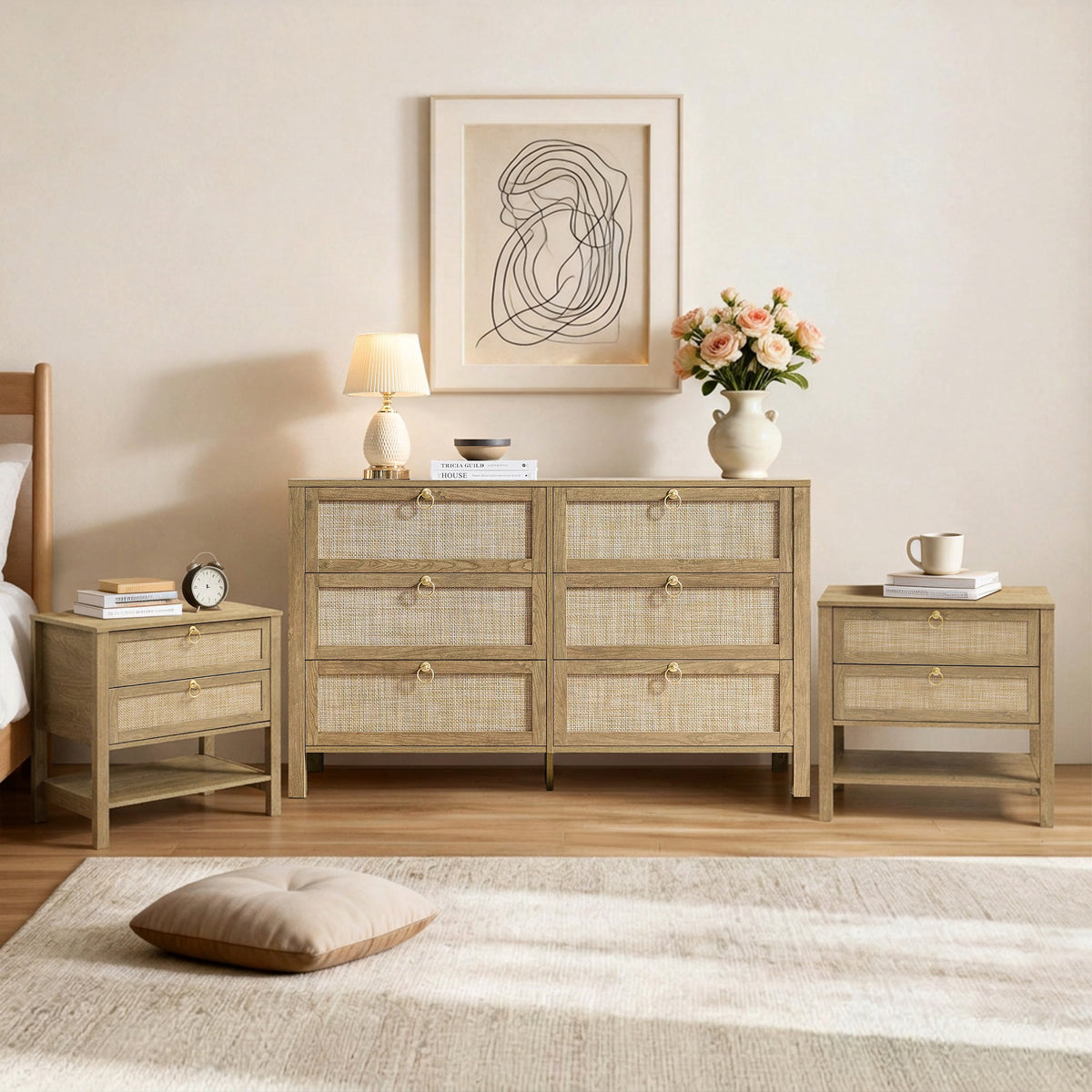 Terra 6 Drawers Dresser Set with Storage Cabinet