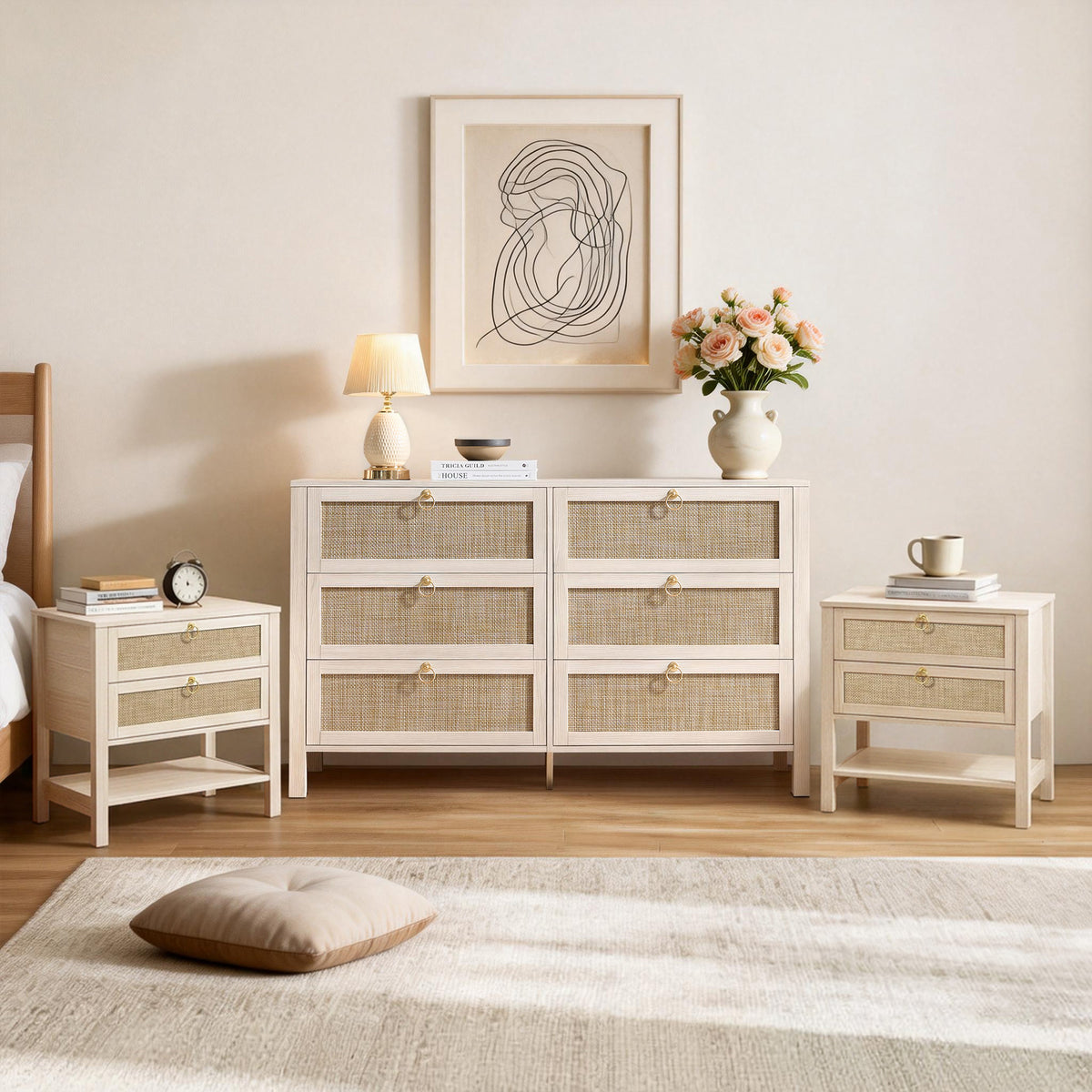 Terra 6 Drawers Dresser Set with Storage Cabinet