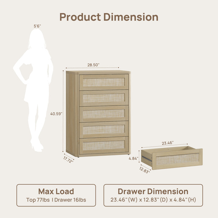 Zura Modern Dresser with 5 Drawers