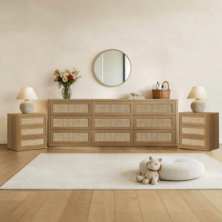 Zura Modular 9-Drawer Chest and Nightstands Set
