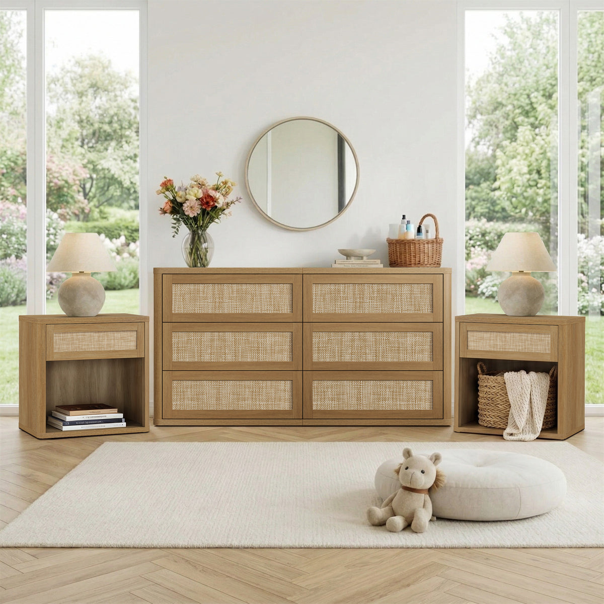 Zura Sectional 6-Drawer Dresser and Nightstand Set