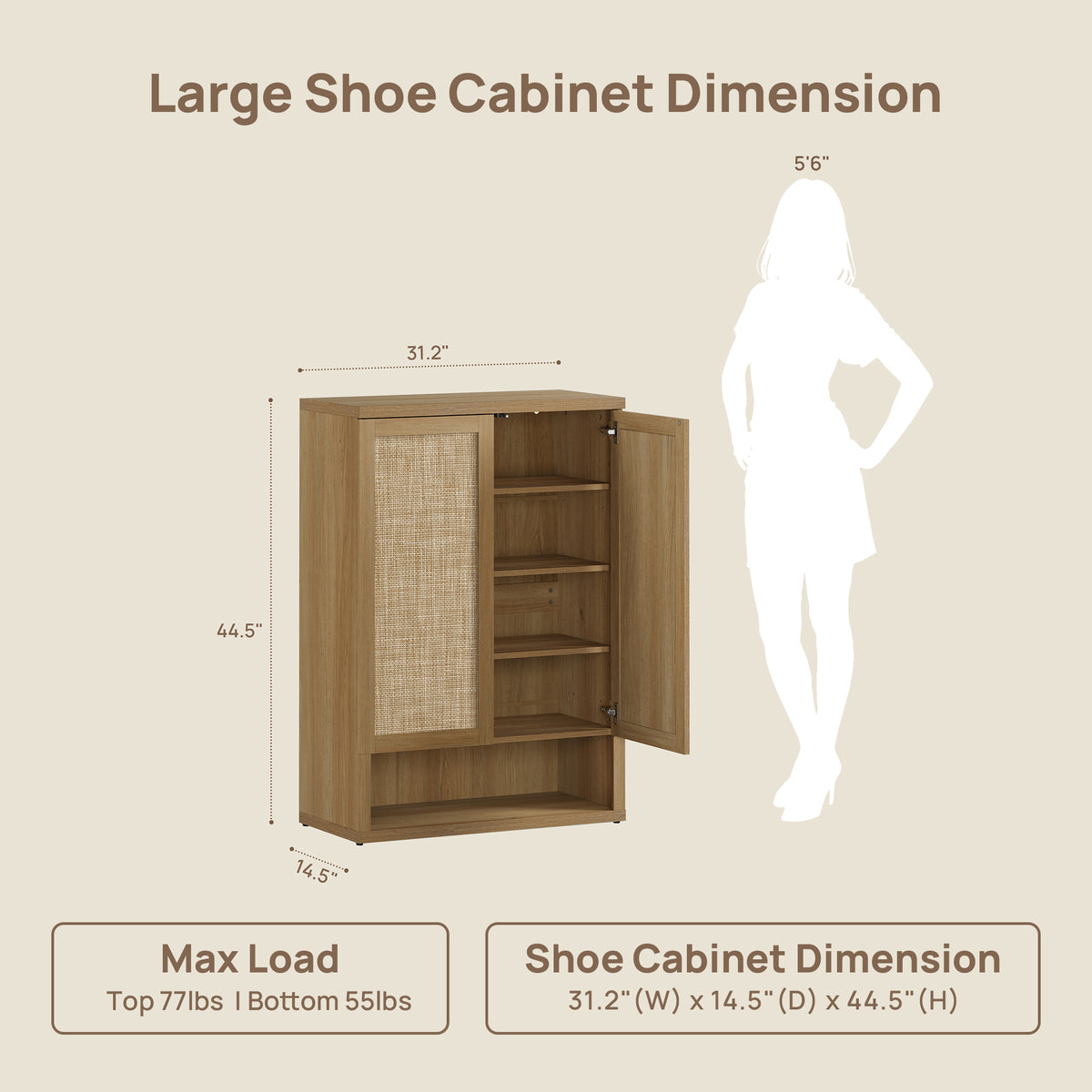 Zura 5-Tier Shoe Storage Cabinet, 44.5-Inch Tall