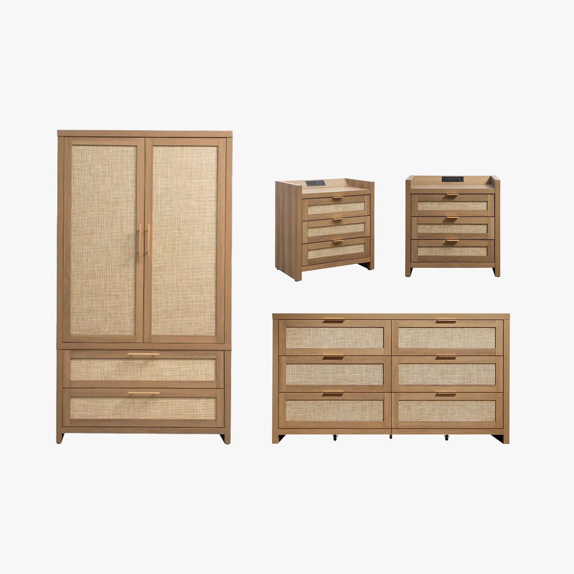 Savanna 6-Drawer Dresser, Wardrobe and 3-Drawer Nightstand Set