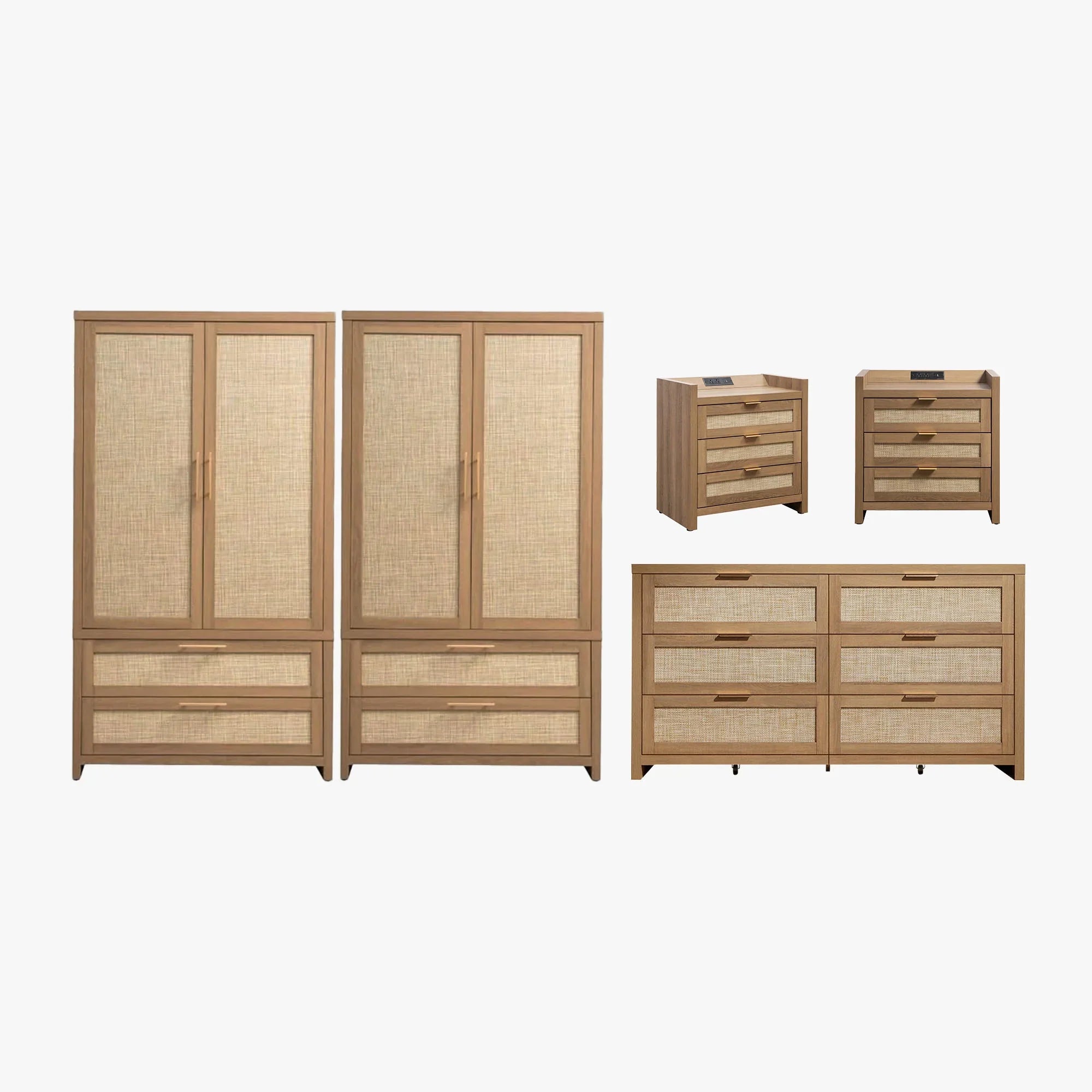 Savanna 6-Drawer Dresser, Wardrobe and 3-Drawer Nightstand Set