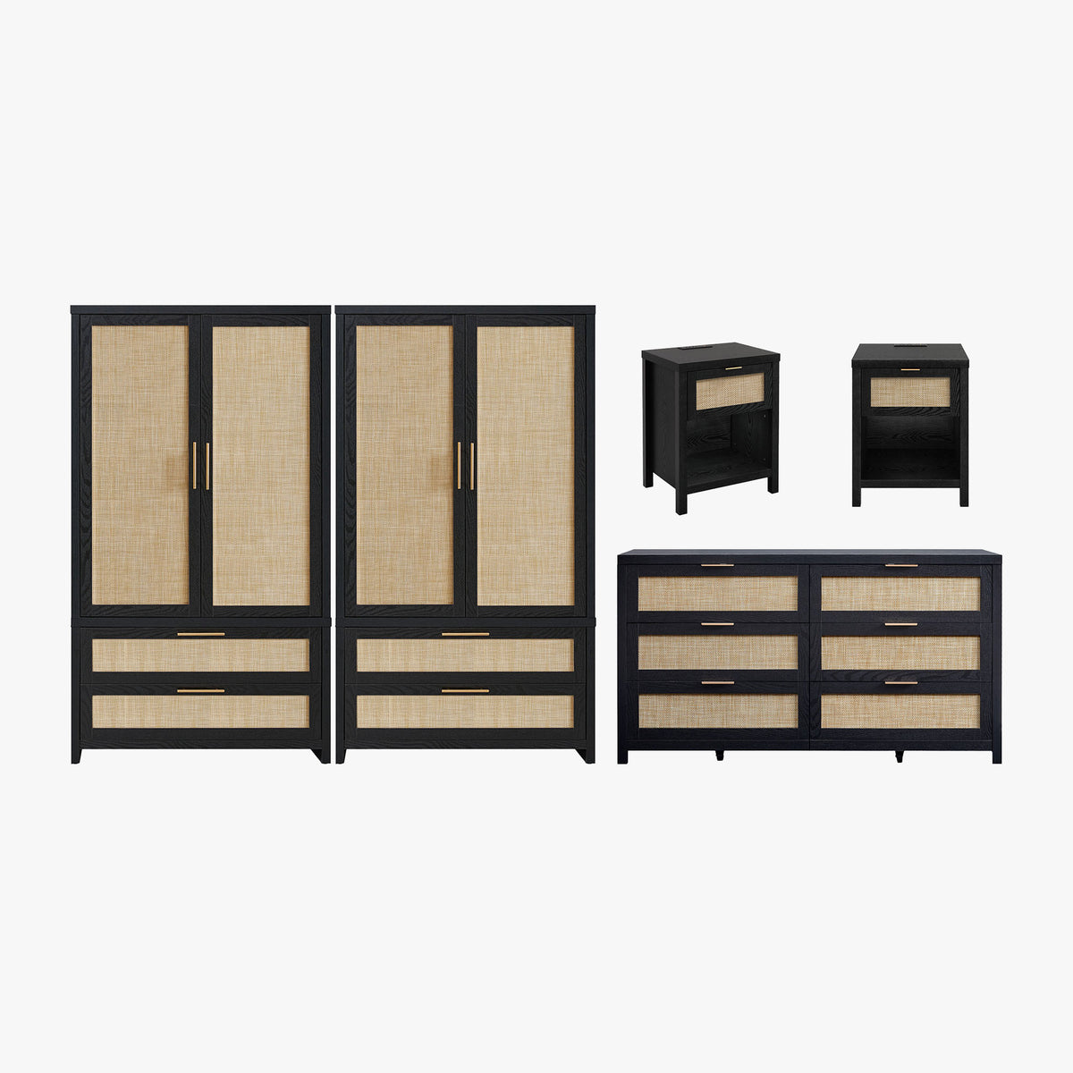 Savanna Dresser, Wardrobe and Nightstand with Charger Set