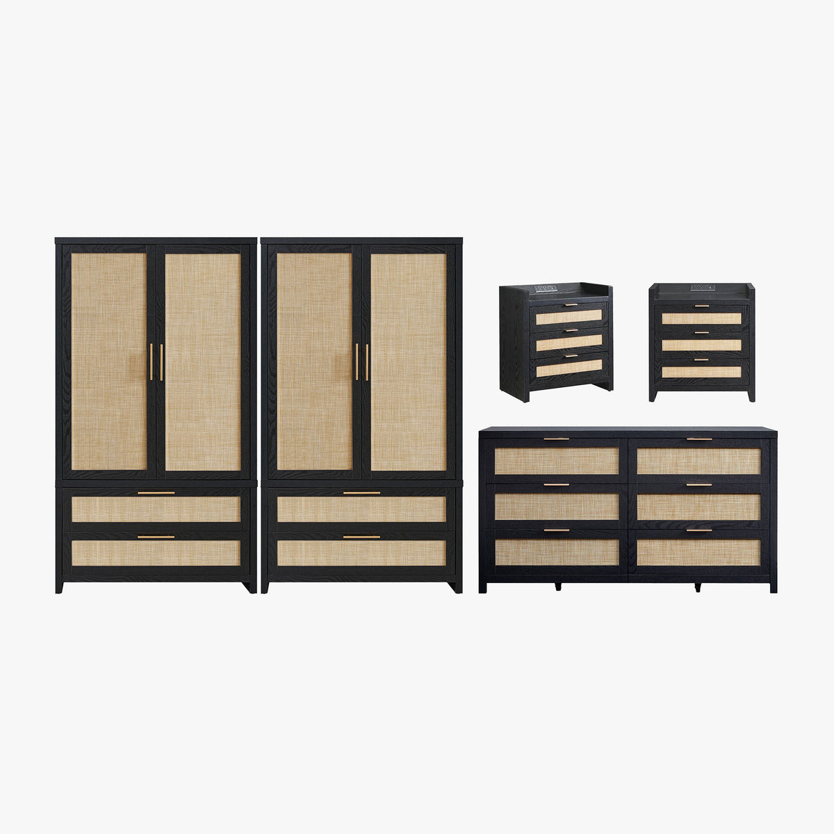 Savanna 6-Drawer Dresser, Wardrobe and 3-Drawer Nightstand Set
