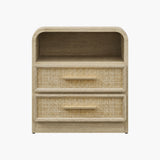 Crescent Rattan Nightstand with 2 Drawers, 25Inch Wide