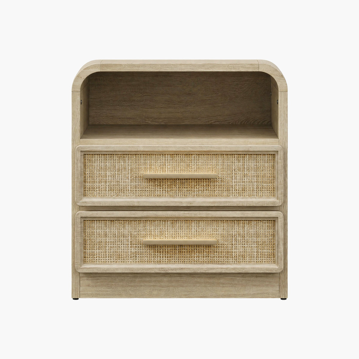Crescent Rattan Nightstand with 2 Drawers, 25Inch Wide