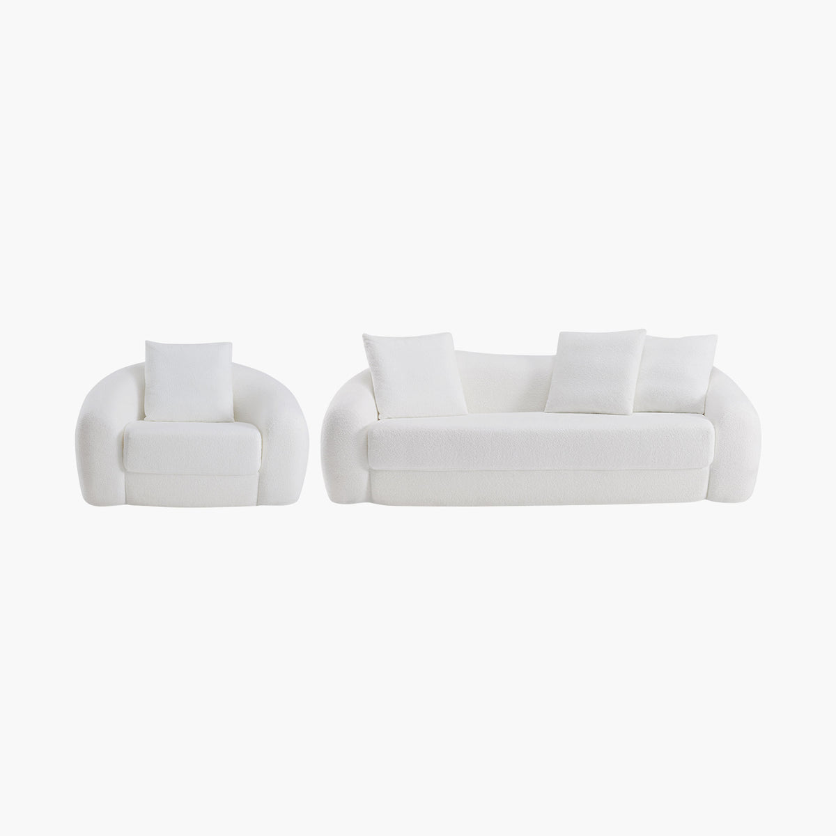 Nimbus White 90'' Sofa and 50'' Armchair Set