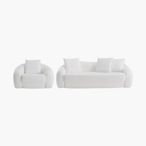 Nimbus White 90'' Sofa and 50'' Armchair Set
