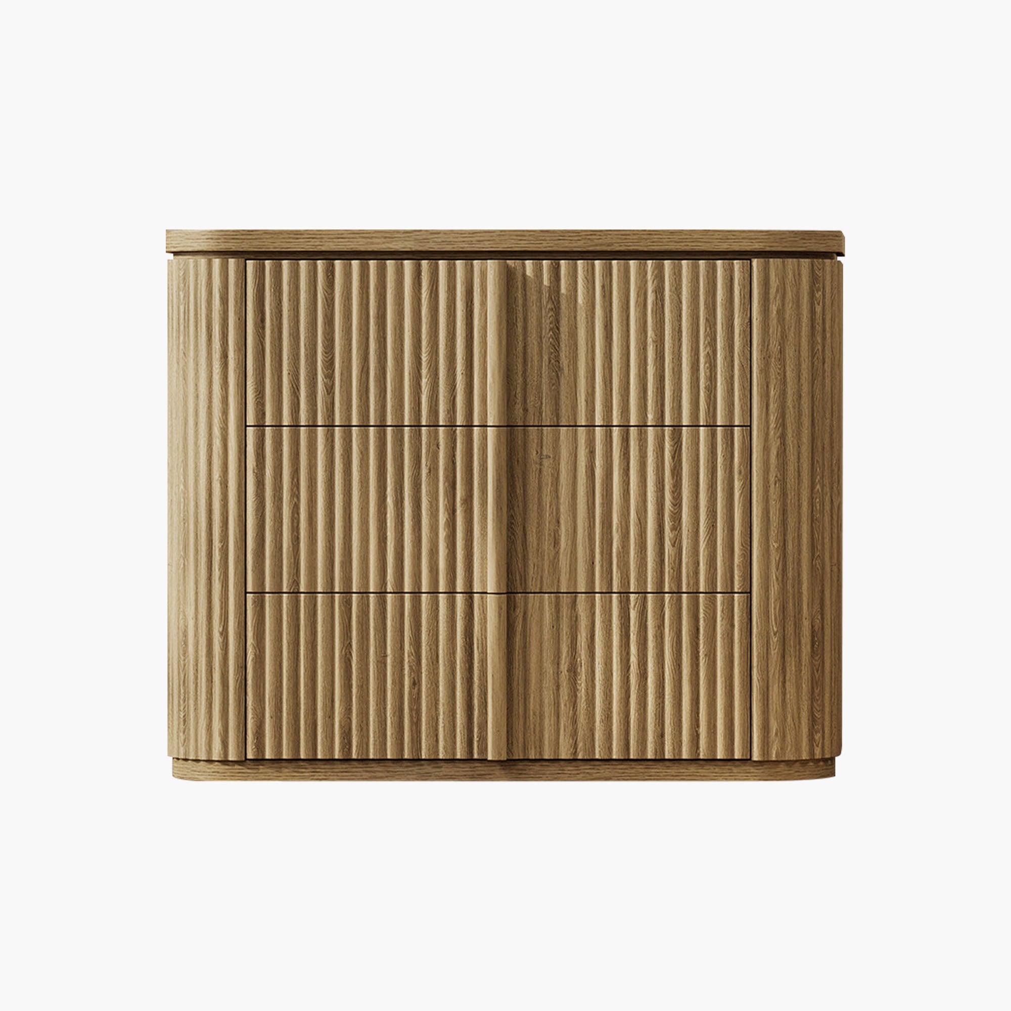 Ripple 3-Drawer Nightstand, Solid Wood Handle