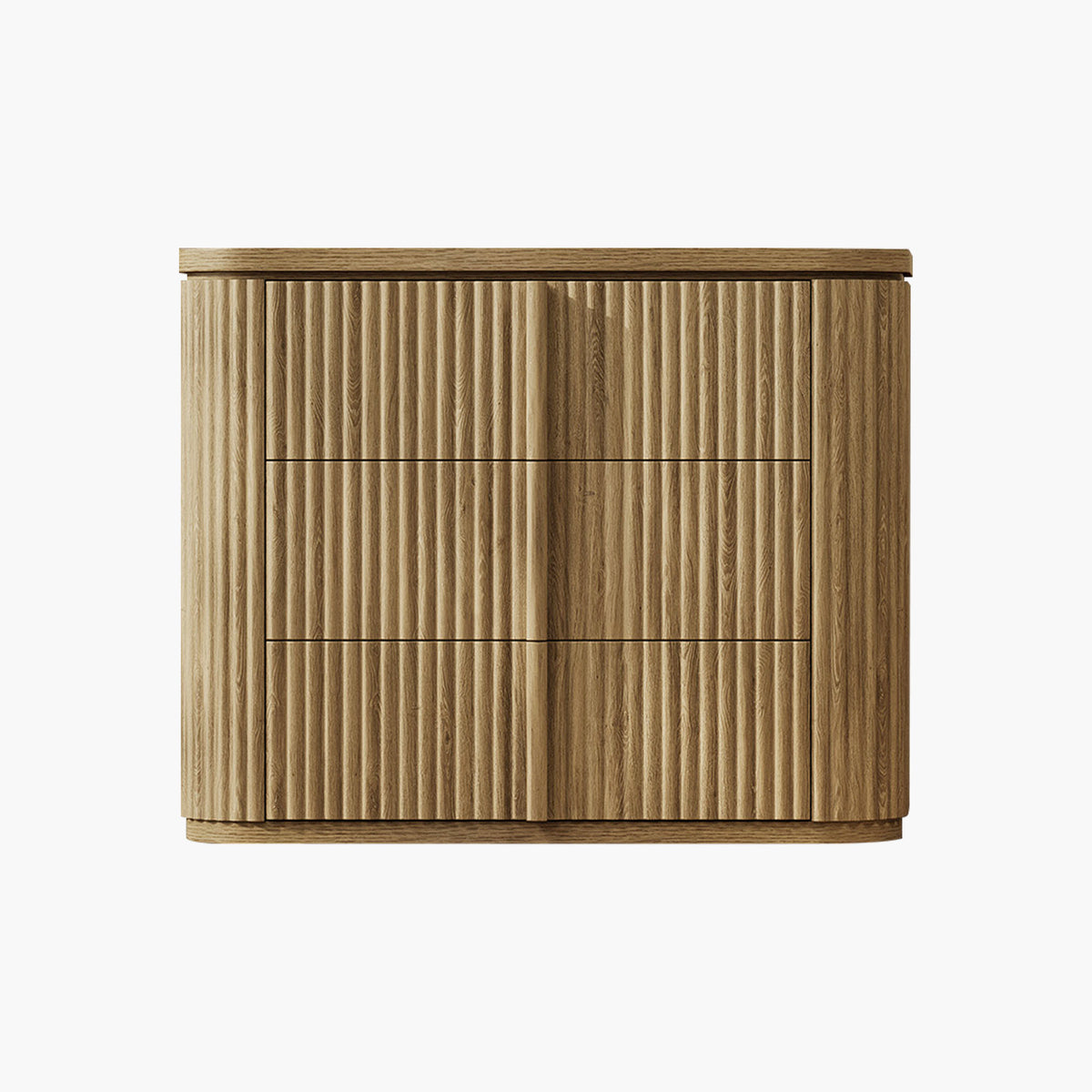 Ripple 3-Drawer Nightstand, Solid Wood Handle