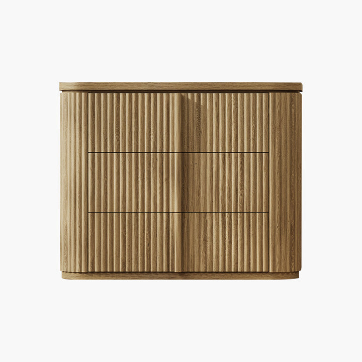 Ripple 3-Drawer Nightstand, Solid Wood Handle