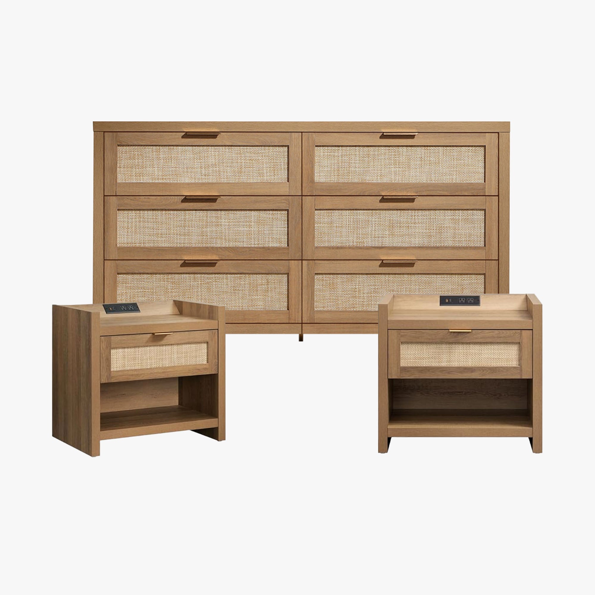 Savanna Nightstand and 6-Drawers Dresser Set