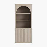 Stria Arched Bookcase with Fluted Cabinet Doors