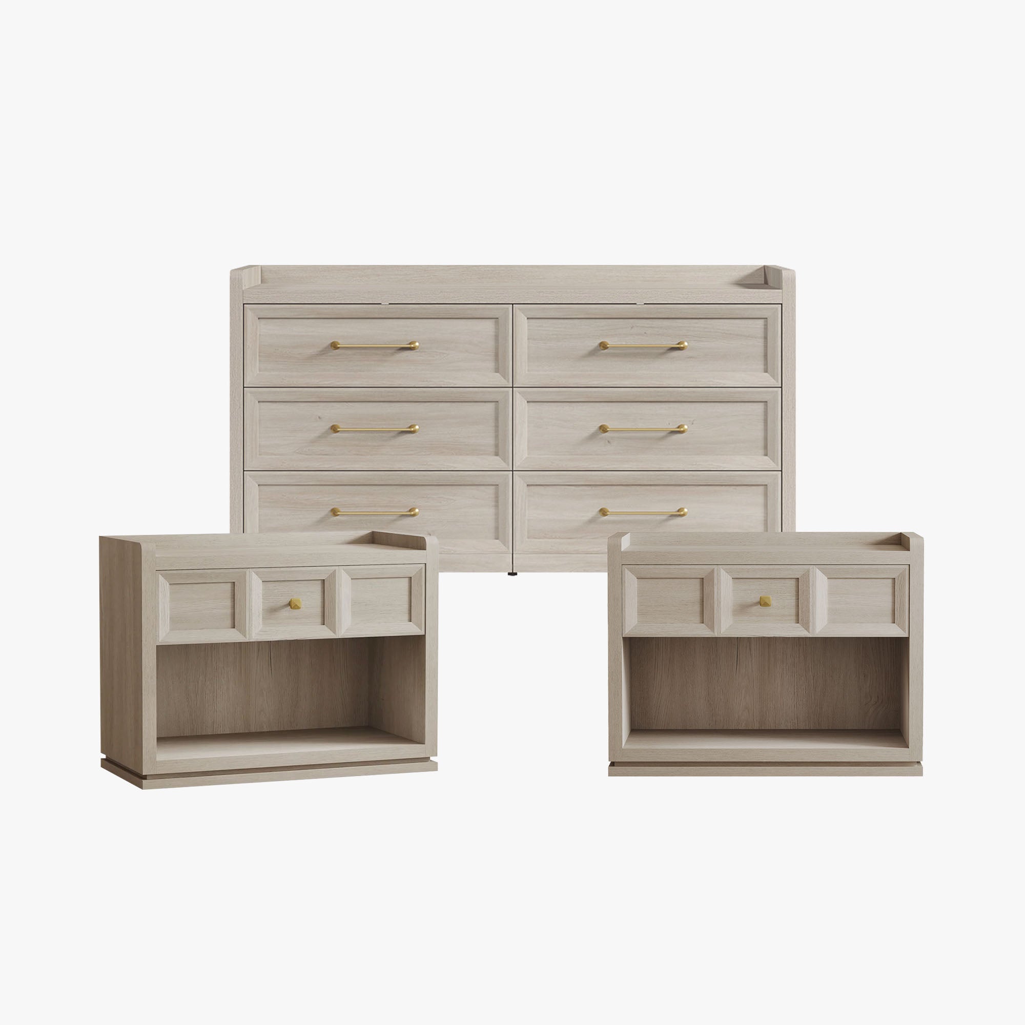 Helio 6-Drawer Dresser and Large Nightstands Set
