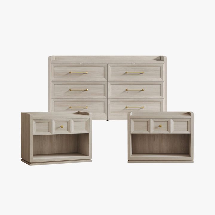 Helio 6-Drawer Dresser and Large Nightstands Set