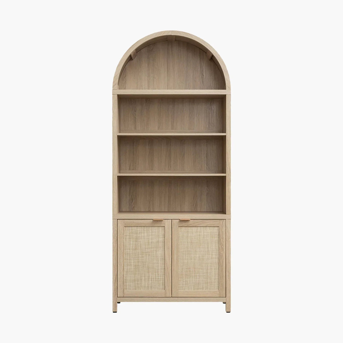Savanna Arched Bookcase with Storage - 1 Piece - Reclaimed Light Oak