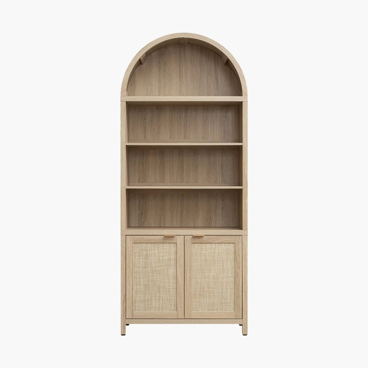 Savanna Arched Bookcase with Storage - 1 Piece - Reclaimed Light Oak