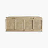 Crescent Rattan TV Stand with 4 Doors