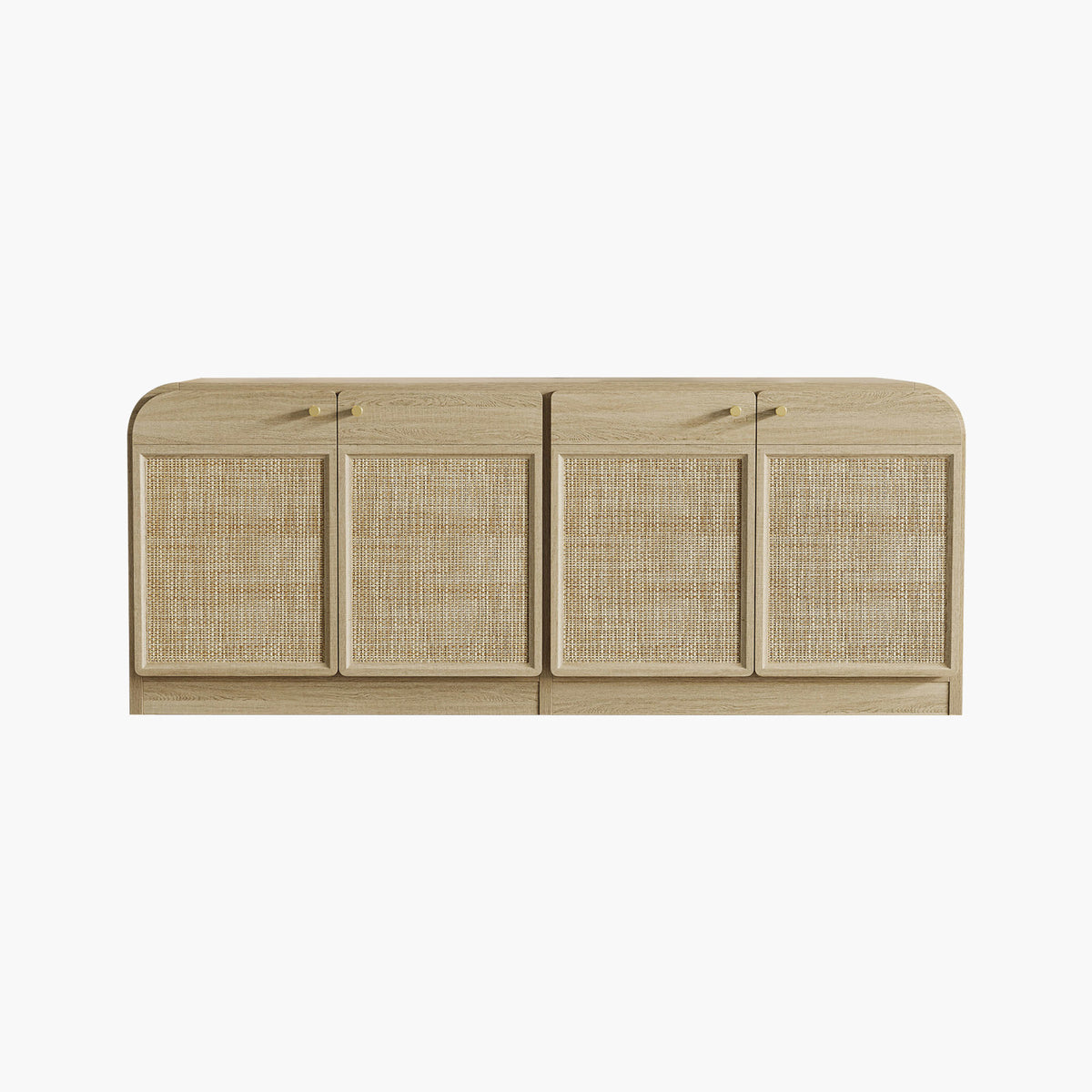 Crescent Rattan TV Stand with 4 Doors