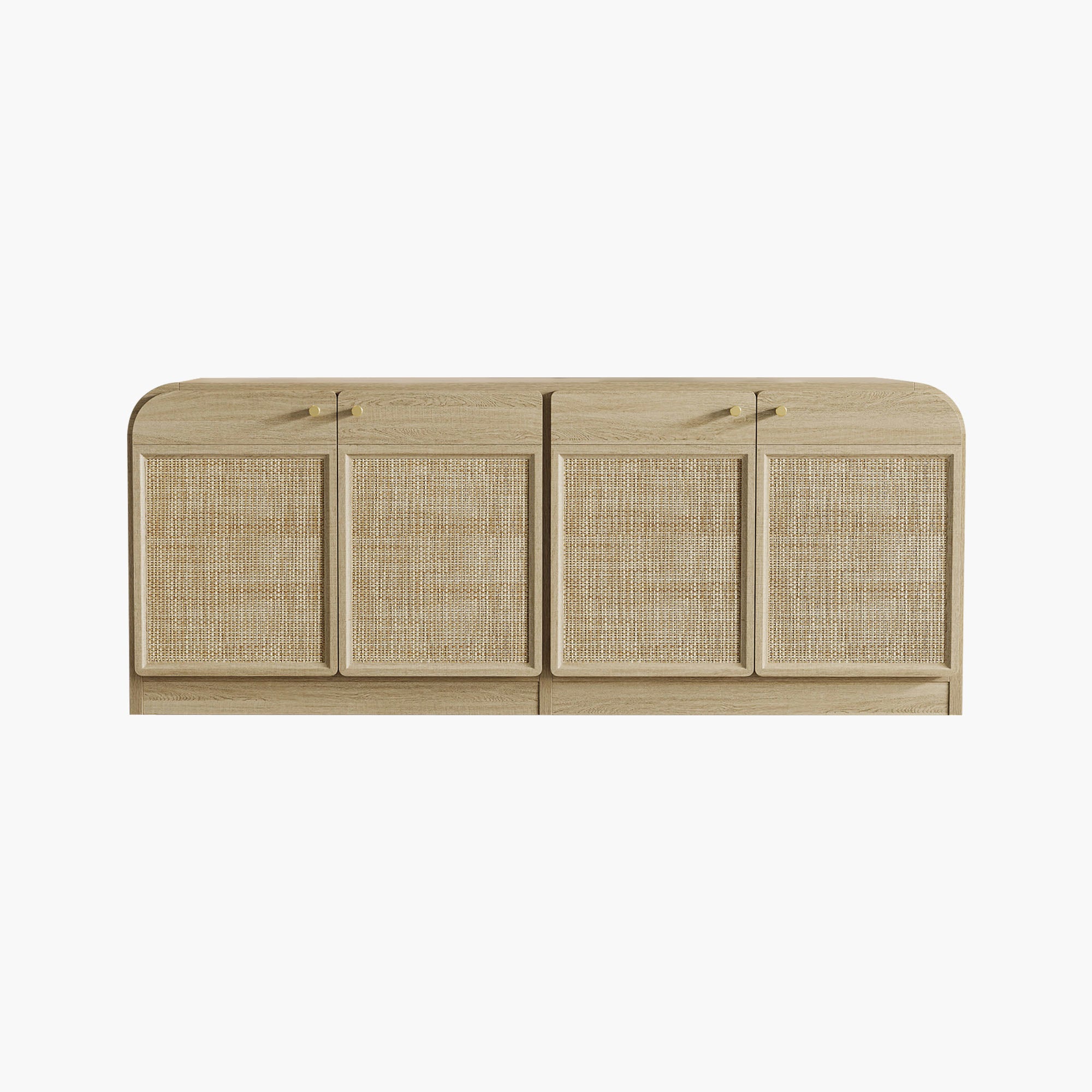 Crescent Rattan TV Stand with 4 Doors