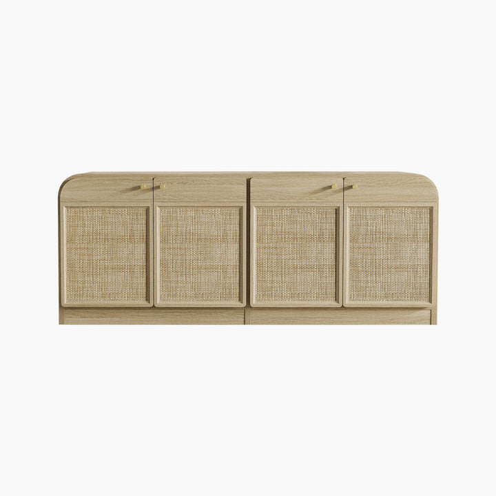 Crescent Rattan TV Stand with 4 Doors