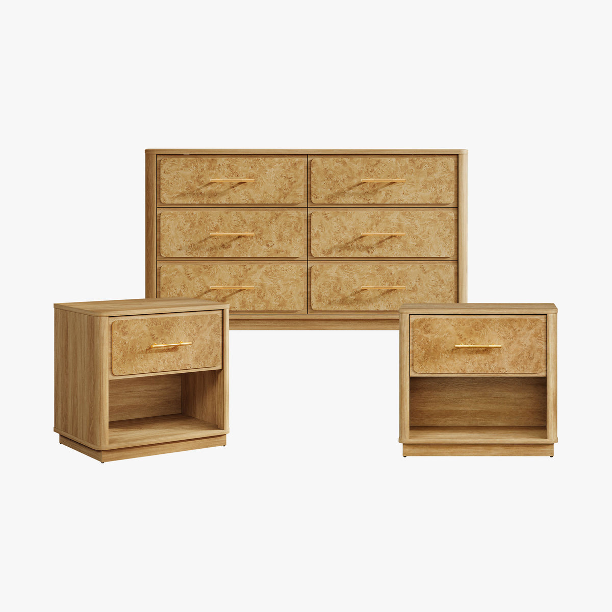 Burluxe 6 Drawers Dresser and Nightstands Set