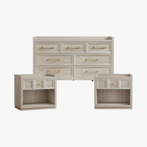 Helio White 7-Drawer Dresser and Nightstands Set