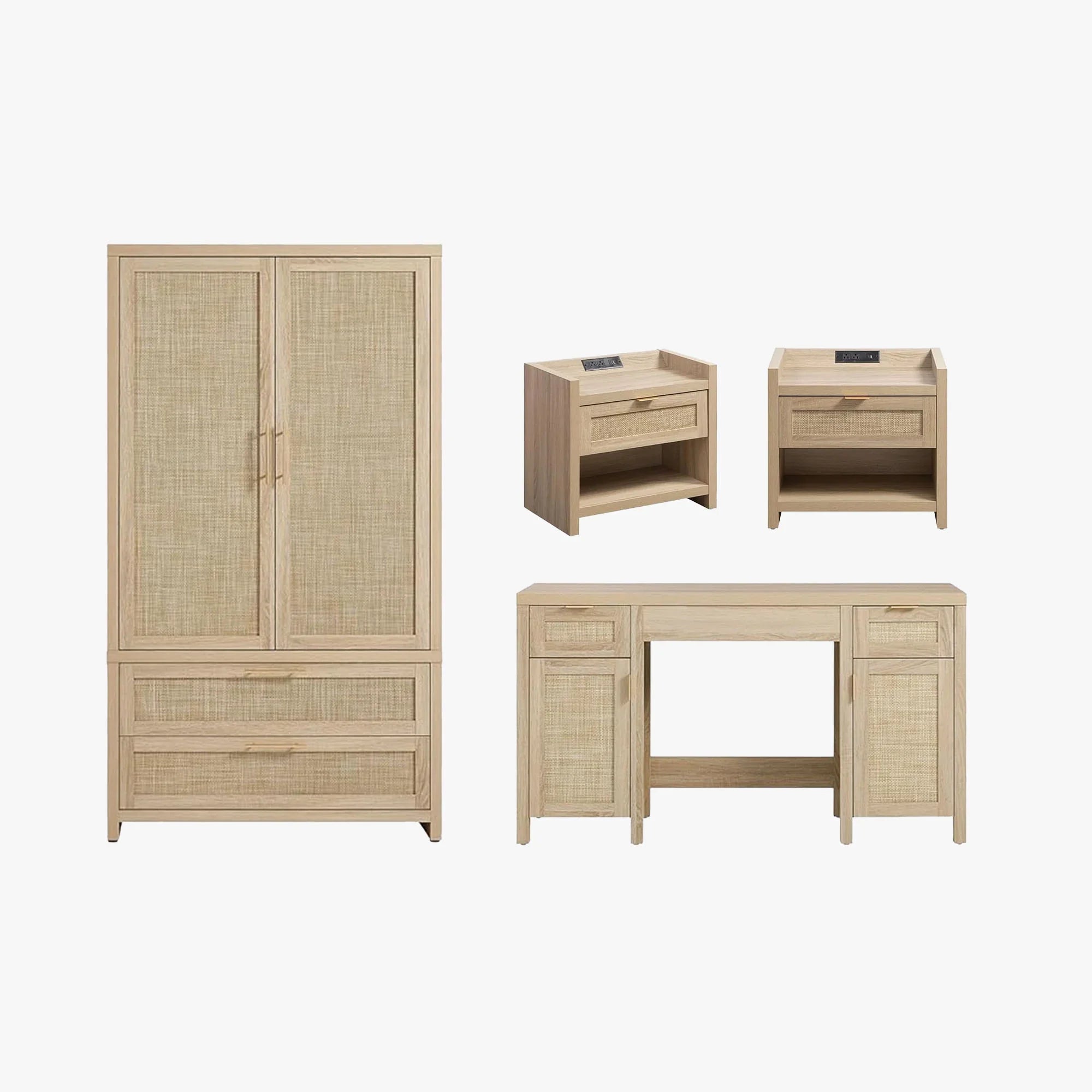 Savanna Makeup Vanity, Wardrobe and Nightstands Set