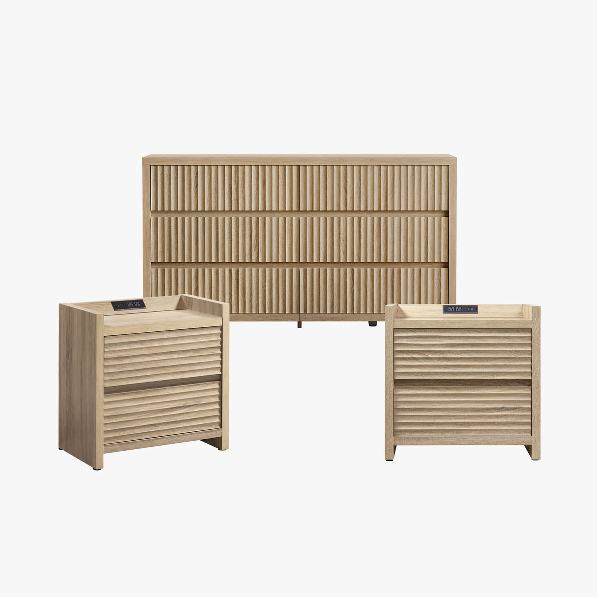 Prelude Bedroom Sets with Horizontal Slat Nightstands