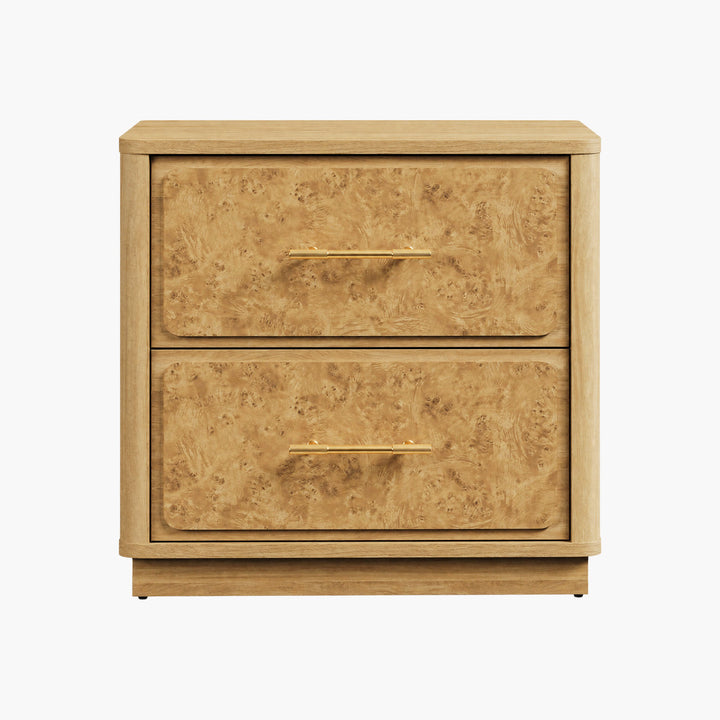 Burluxe Modern Nightstand with 2 Drawers, 25Inch Wide