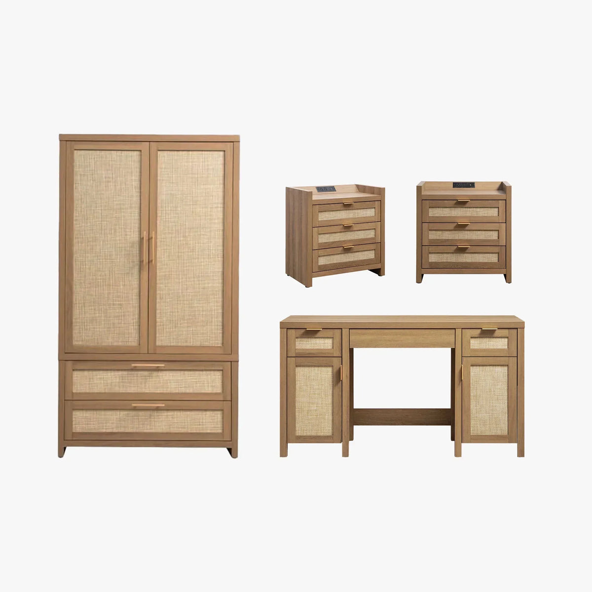 Savanna Makeup Vanity, Wardrobe and 3 Drawers Nightstand Set
